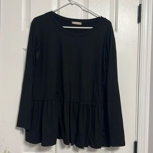 Boutique | black long sleeve entro Peplum Top